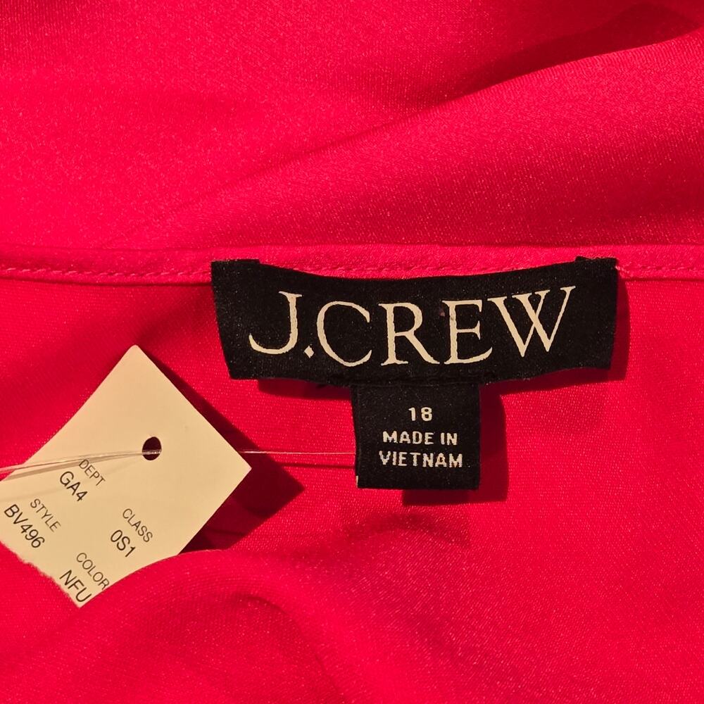 J. Crew Gwyneth Neon Fuchsia Luster Charmeuse Slip Dress Midi NWT 18 90s - Picture 4 of 5